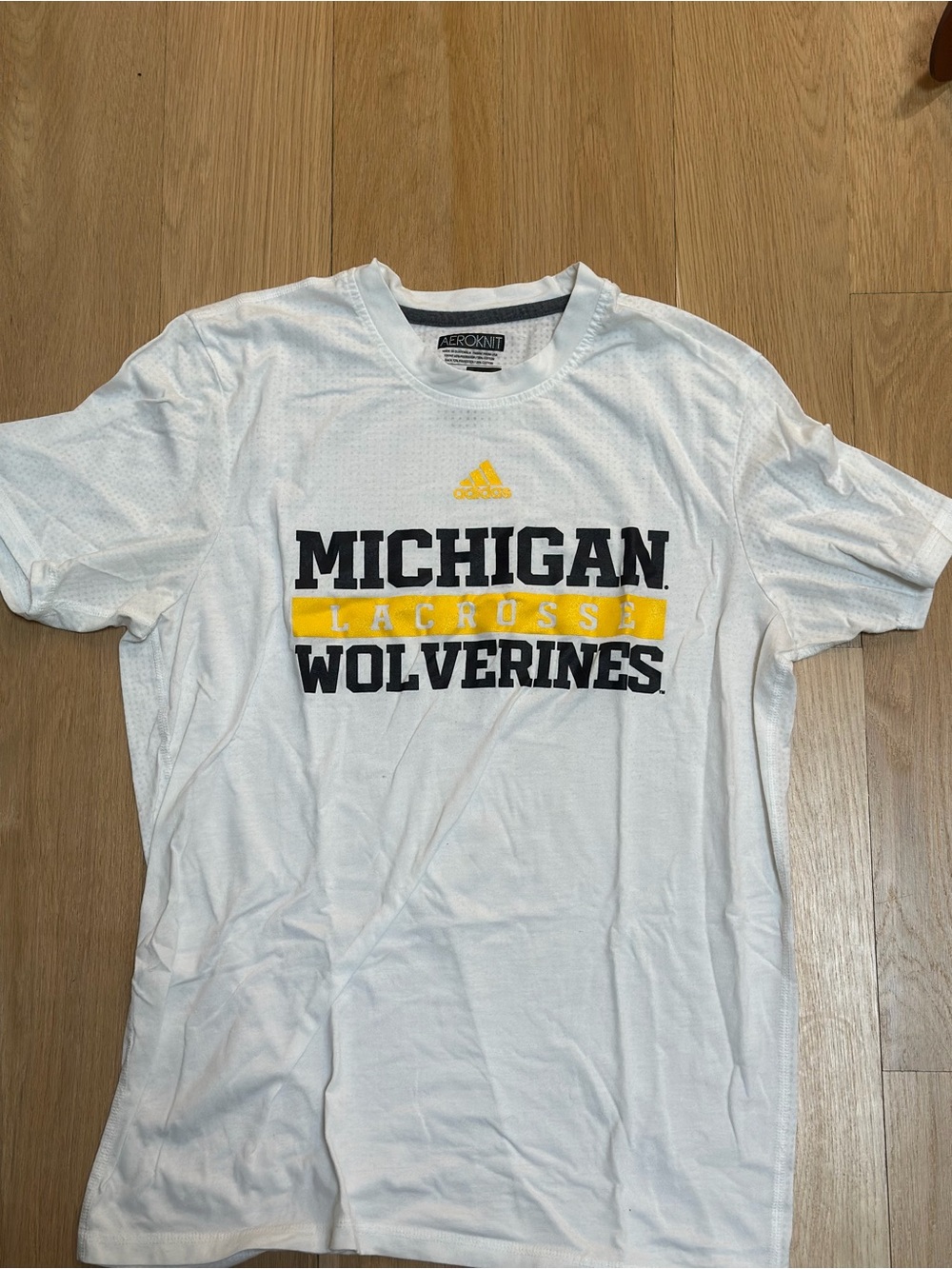 Adidas Michigan Wolverines Lacrosse Men's White Tee Size Large